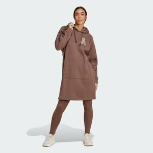 Adidas ALL SZN x Logomania Dress Brown Fleece Hooded Sweatshirt IJ7282 Women M